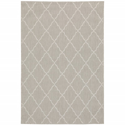 10’x13’ Gray and Ivory Trellis Indoor Outdoor Area Rug