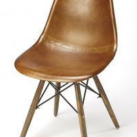 Medium Brown Leather Dining Chair