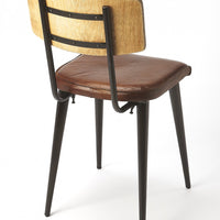 Metal and Wood Leather Dining Chair