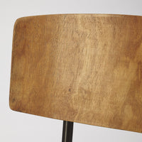 Metal and Wood Leather Dining Chair