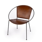 Modern Ring Shape Brown Leather Accent Chair