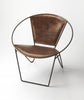 French Vintage Style Brown Leather Accent Chair