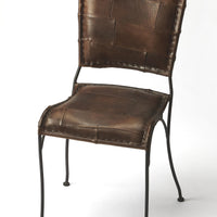 Unique Patchwork Brown Leather Dining Chair