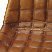 Stitched Squares Brown Leather Dining Chair