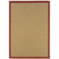 2’x4’ Beige and Red Plain Indoor Outdoor Scatter Rug