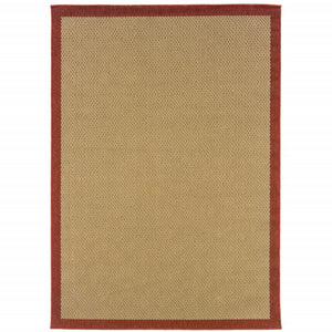 2’x4’ Beige and Red Plain Indoor Outdoor Scatter Rug