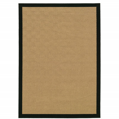 2’x4’ Beige and Black Plain Indoor Outdoor Scatter Rug