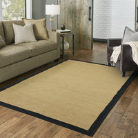 2’x4’ Beige and Black Plain Indoor Outdoor Scatter Rug