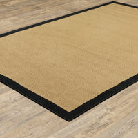 2’x4’ Beige and Black Plain Indoor Outdoor Scatter Rug