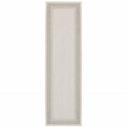 2’x7’ Ivory and Gray Bordered Indoor Outdoor Runner Rug