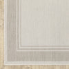 2’x7’ Ivory and Gray Bordered Indoor Outdoor Runner Rug