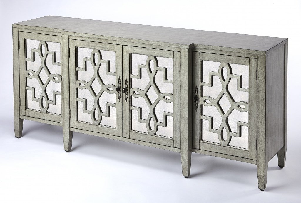 Giovanna Olive Gray Mirrored Sideboard