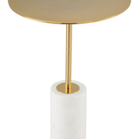 Gold and White Pedestal Side or Accent Table