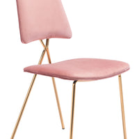 Lux Pink Velvet and Gold Dining or Accent Chairs Set of 2