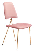 Lux Pink Velvet and Gold Dining or Accent Chairs Set of 2