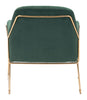 Comfy Square Green Velvet and Gold Accent Arm Chair