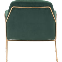 Comfy Square Green Velvet and Gold Accent Arm Chair