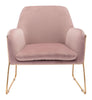 Comfy Square Pink Velvet and Gold Accent Arm Chair