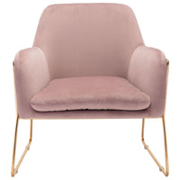 Comfy Square Pink Velvet and Gold Accent Arm Chair