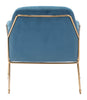 Comfy Square Teal Velvet and Gold Accent Arm Chair