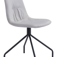 Set of 2 Wide Back Light Gray Velvet Dining or Side Chairs