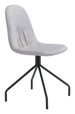 Set of 2 Wide Back Light Gray Velvet Dining or Side Chairs