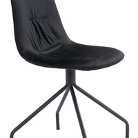 Set of 2 Wide Back Black Velvet Dining or Side Chairs