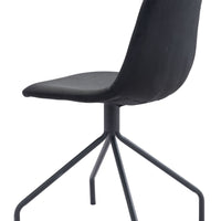 Set of 2 Wide Back Black Velvet Dining or Side Chairs