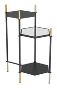 Moderna 3 Level Black and Gold Accent Side Table