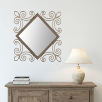 Traditional Diamond Wall Mirror with Metal Detailing