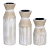 Set of Three Distressed White Candle Holders