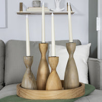 Set of Two Wooden Candle Holders