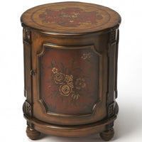 Red Hand Painted Drum Table