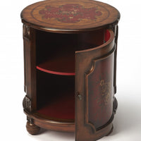 Red Hand Painted Drum Table
