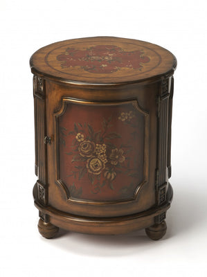 Red Hand Painted Drum Table