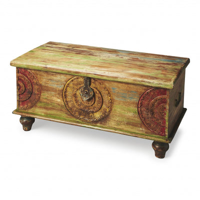 Mesa Carved Wood Trunk Coffee Table