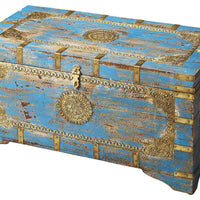 Neela Painted Brass Inlay Storage Trunk