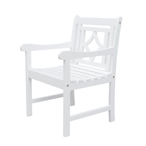 White Dining Armchair with Decorative Back