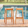 Set of Two Natural Wood Dining Stools