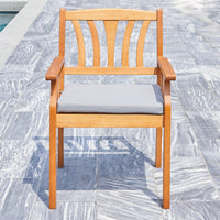 Light Wood Dining Armchair with Vertical Slats