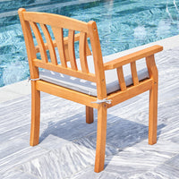 Light Wood Dining Armchair with Vertical Slats