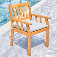 Light Wood Dining Armchair with Vertical Slats