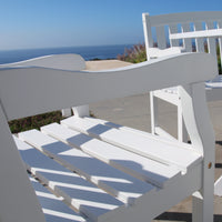 White Patio Armchair with Horizontal Slats