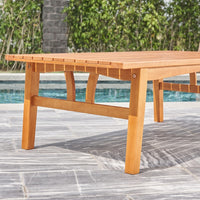 Natural Wood Outdoor Rectangular Coffee Table