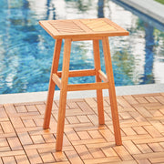 Natural Wood Tall Patio Side Table