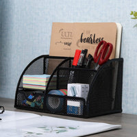 Sleek Matte Black 6 Compartment Desk Organizer