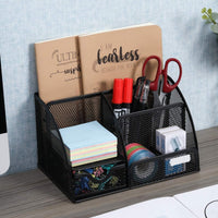 Sleek Matte Black 6 Compartment Desk Organizer