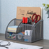 Stylish Silver Gray 6 Compartment Desk Organizer