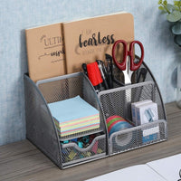 Stylish Silver Gray 6 Compartment Desk Organizer