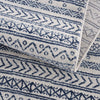 8’ x 11’ Navy Blue Decorative Stripes Area Rug